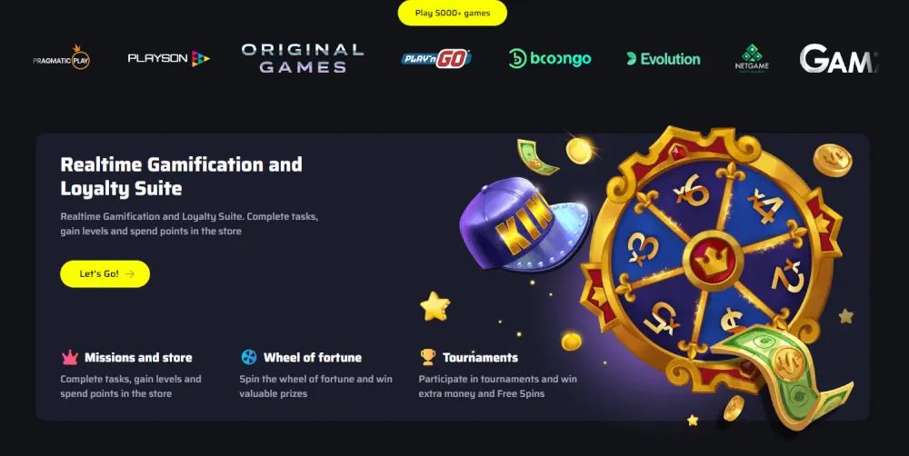 Interface de gamificação em tempo real BDM Bet com recompensas de fidelidade e roda da fortuna.